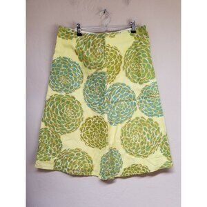 Womens Amy Butler Custom Made A-Line Skirt Medium Floral Print Green Knee Length